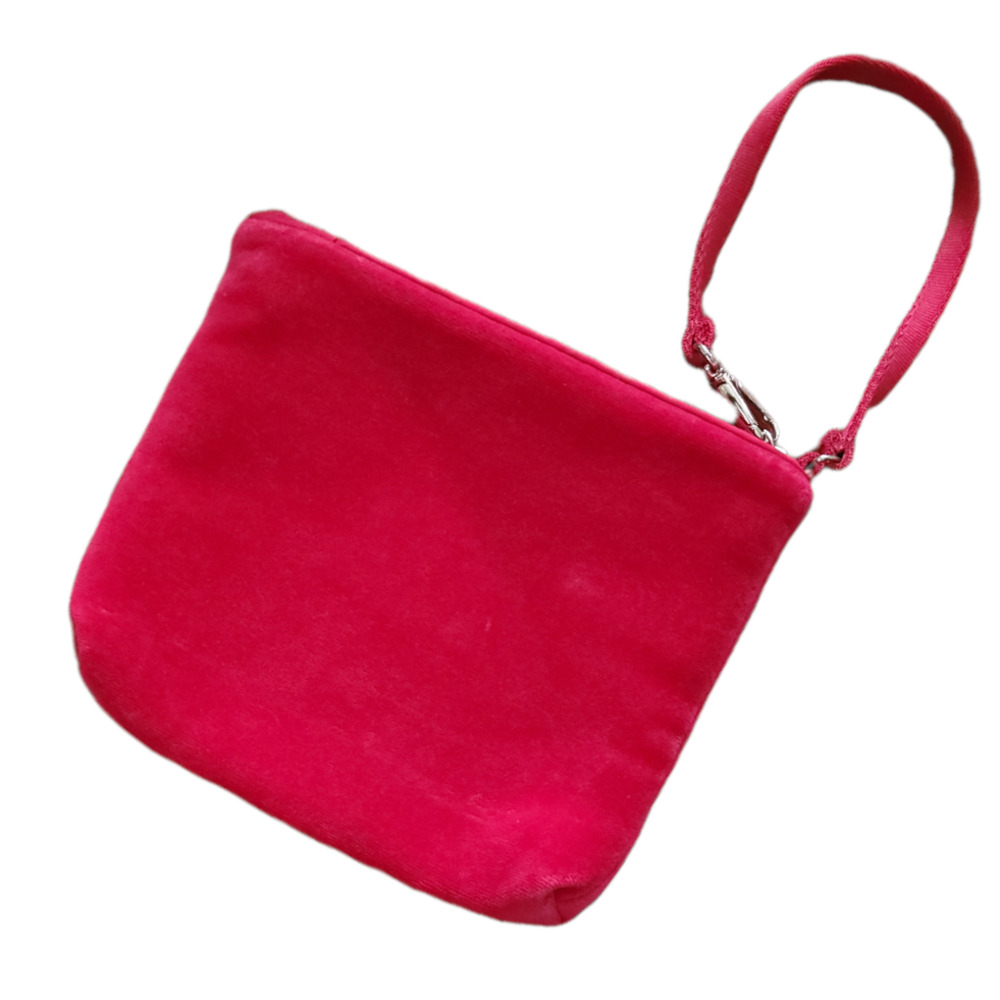 Red Velvet Clutch Wristlet Suede Handbag Purse - Picture 2 of 3